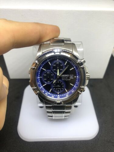 Seiko Solar SSC141 Mens Blue Dial Chronograph Bracelet Dress Watch #C75 |  WatchCharts