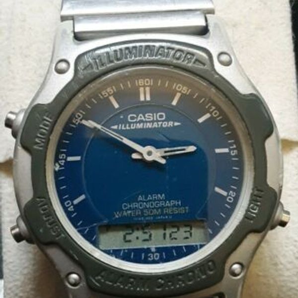 Men's Casio Illuminator Analog/Digital Watch 1737 AW-45 SS Band New ...