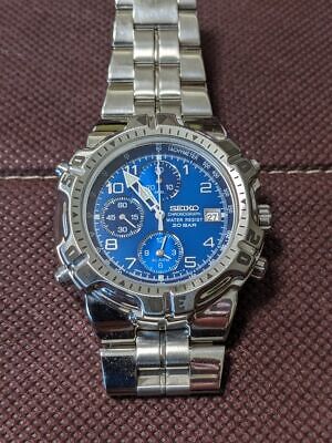 SEIKO CHRONOGRAPH メンズ腕時計 7T32-6K40 Seiko Chronograph 7T32-6K40 Quartz Blue Dial Date Alarm Arabia