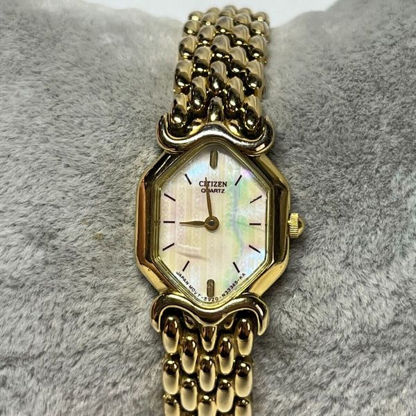 Ladies Citizen 5920-S45555 Gold Tone Mother of Pearl Quartz Watch New ...