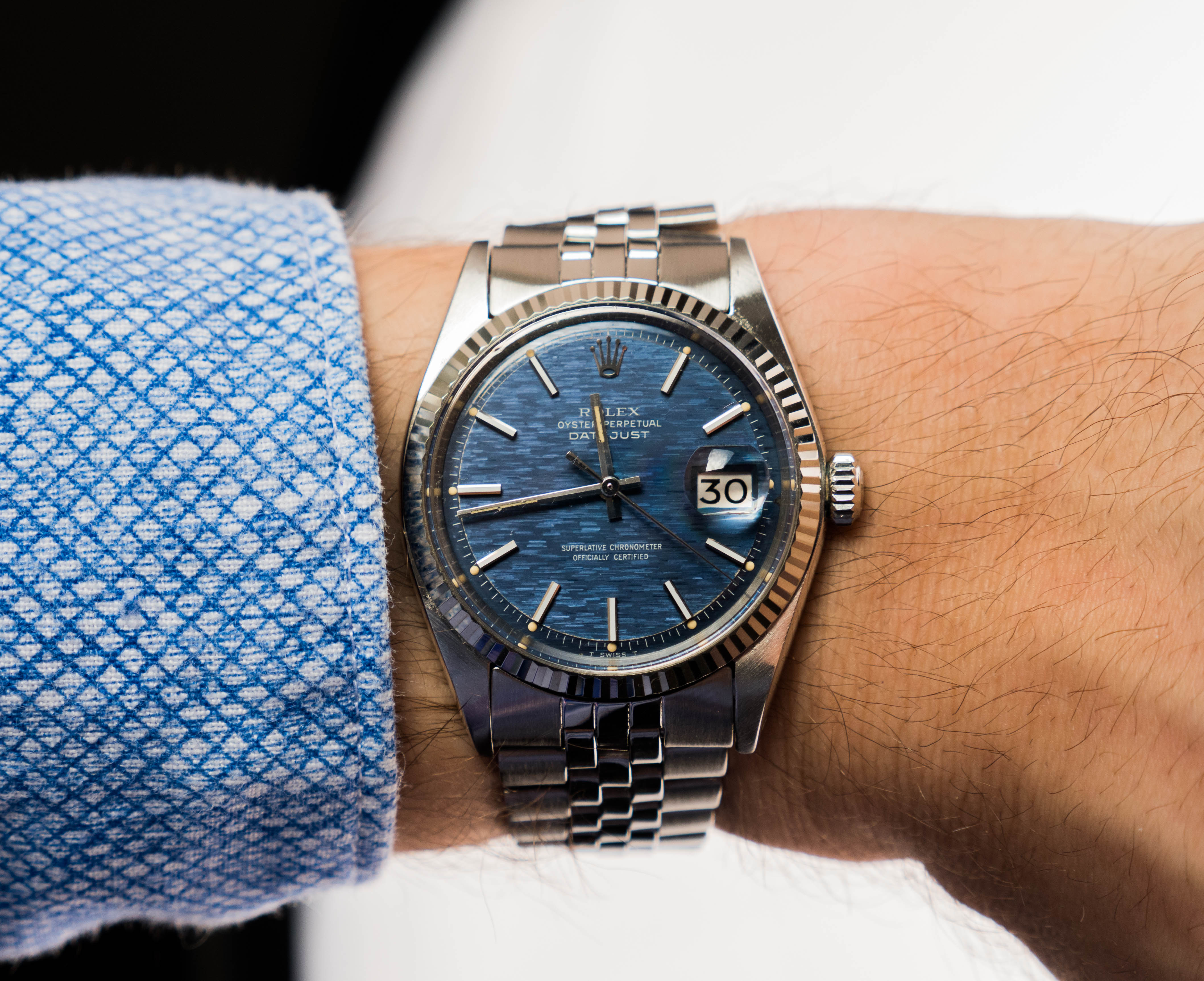 Rolex blue deals linen dial