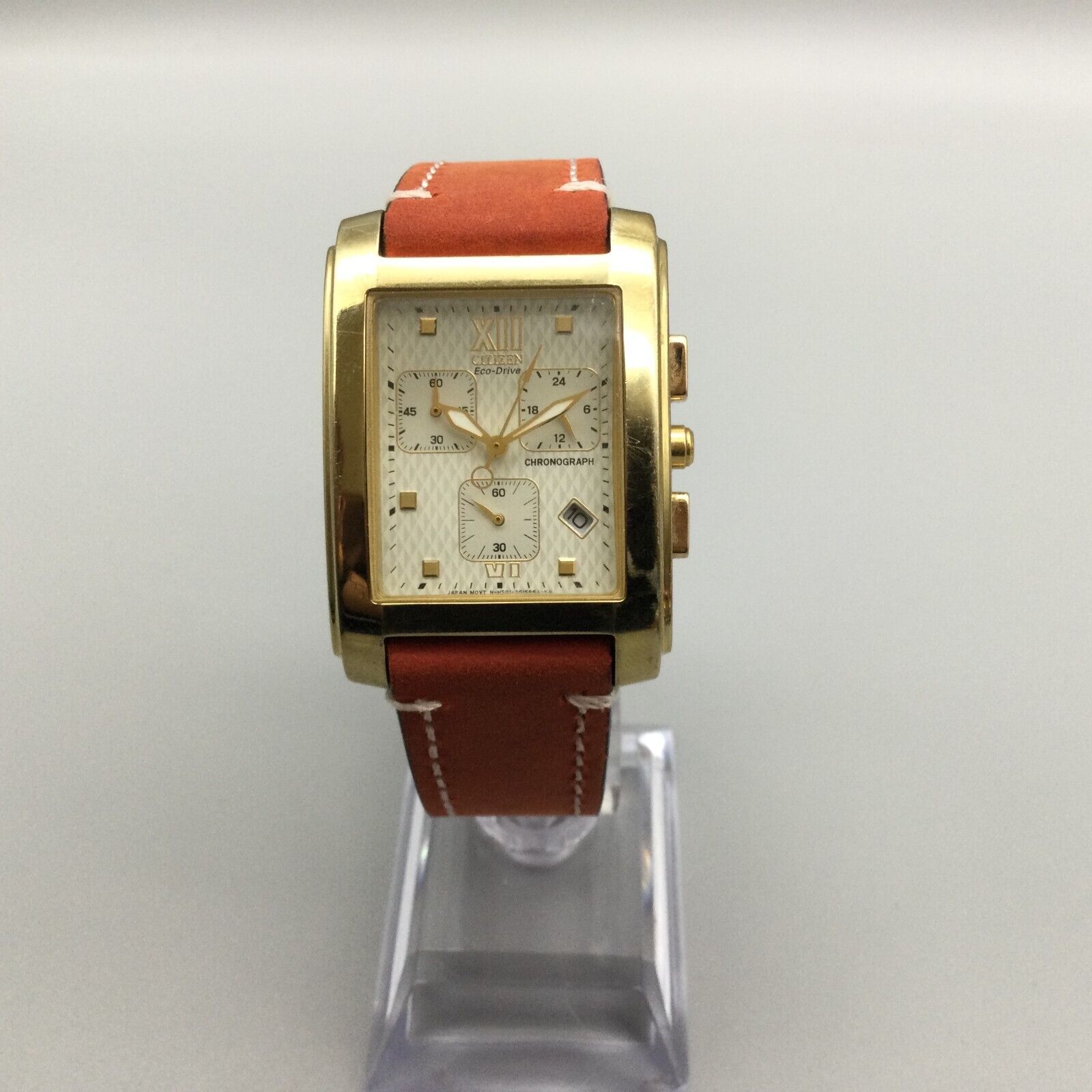 CITIZEN タンク ゴールド クロノグラフ エコドライブ ソーラー H501 Citizen Eco-Drive Chronograph Tank Watch Men 30mm Gold Tone H501