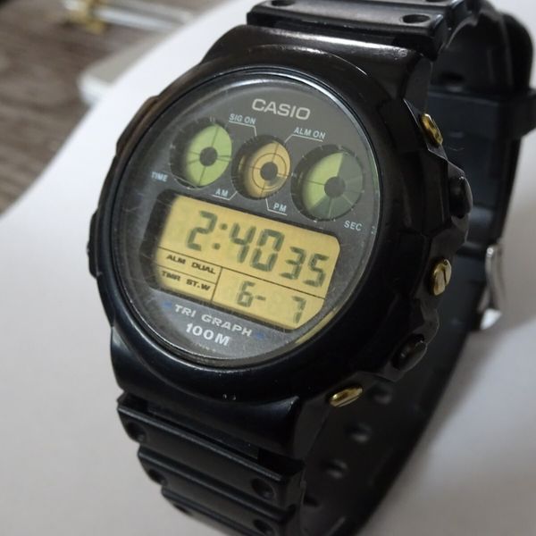 Rare Vintage 1980' Japan CASIO TGW-10 TRI GRAPH Digital Quartz 827 ...