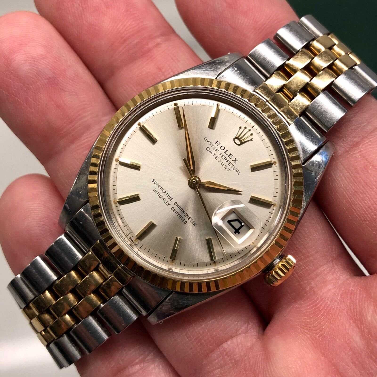 1964 Rolex Datejust 1601 Silver Two Tone Big Logo Jubilee Sword Hands Watch WatchCharts Marketplace