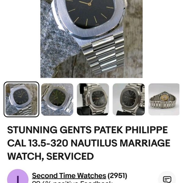 STUNNING GENTS PATEK PHILIPPE CAL 13 5 320 NAUTILUS MARRIAGE WATCH WITH stunning-gents-patek-philippe-cal-13-5-320-nautilus-marriage-watch-with