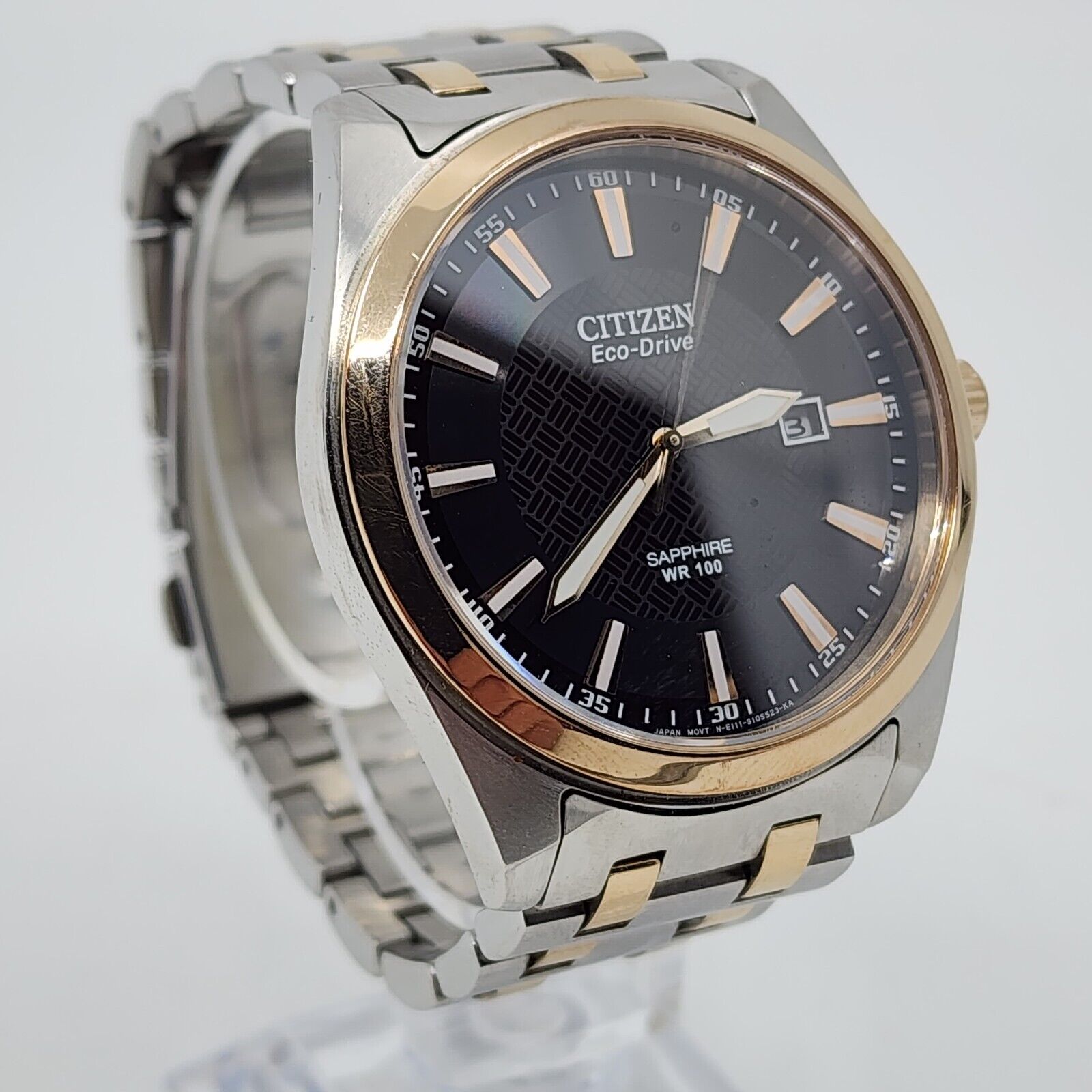 Citizen Eco-Drive Sapphire WR 100 Men\'s Black Dial Watch E111-S070899 SS Band Vintage Citizen 100 - Etsy Denmark main image 4