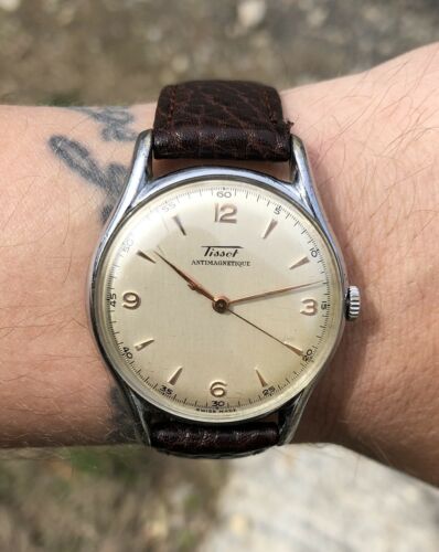 vintage Tissot ANTIMAGNETIQUE 6442 9 Watch ROSE GOLD Minty Dial