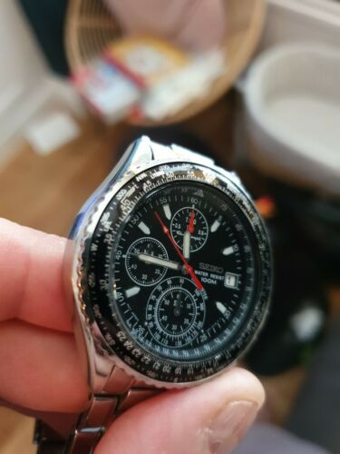 RARE SEIKO V657-8120 FLIGHTMASTER PILOT - CHRONOGRAPH TACHYMETER