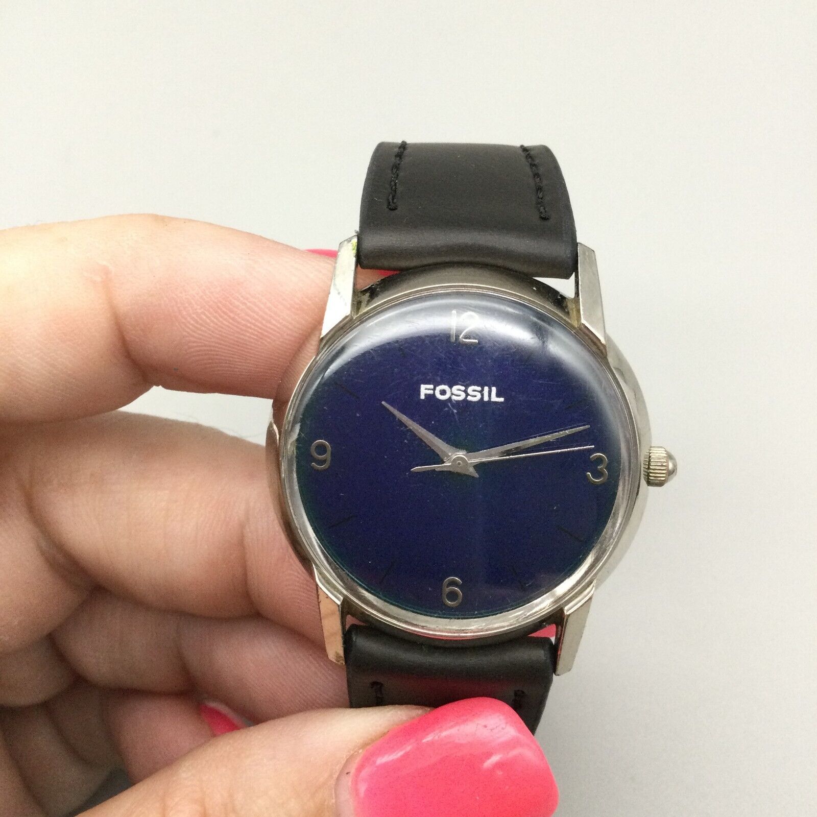 Vintage Fossil Mood Watch Unisex Silver Tone Color Changing