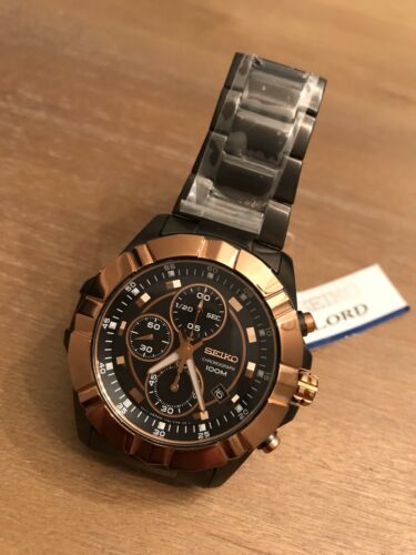 seiko chronograph 100m rose gold