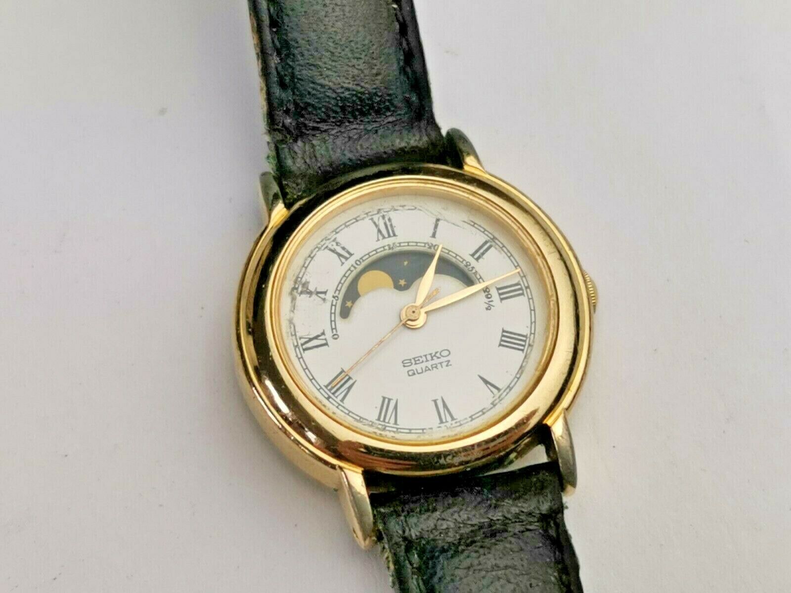 Seiko 2A24-0090 Ladies Quartz Moonphase Watch, Working, Vintage Seiko Watch  | WatchCharts