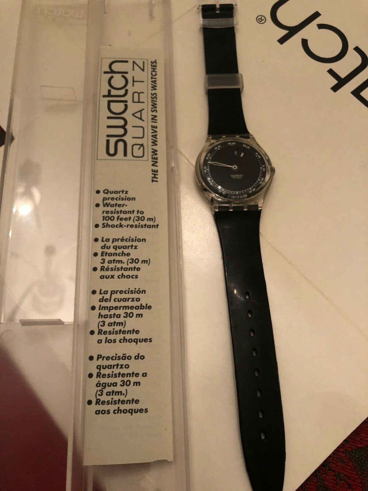 swatch watch gk182 upside down black on black vintage retro sweet 