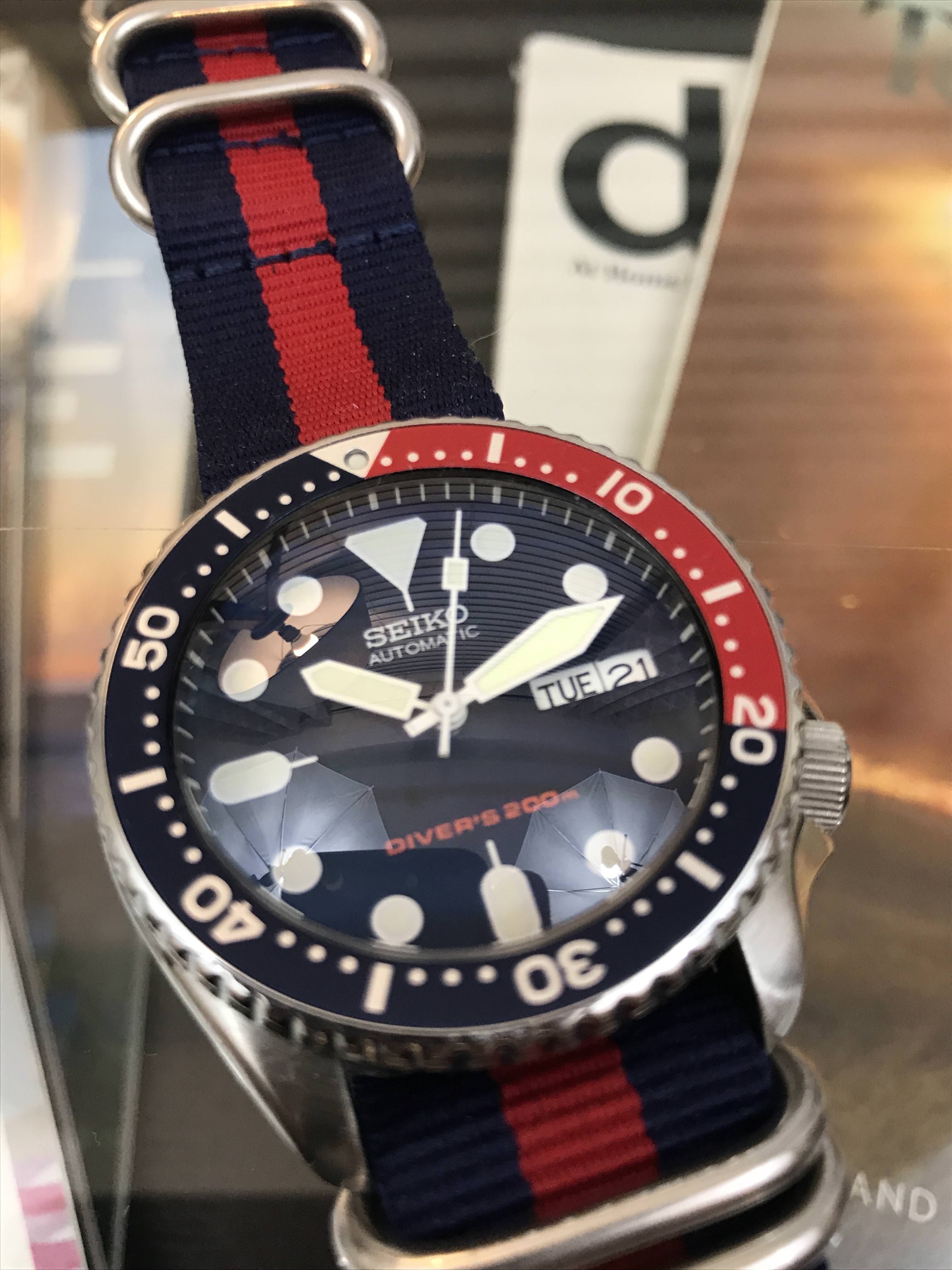 Wts Seiko Skx009 Cc Blue Dd Yobokies C3 All White Plongeur Watch Hands Oem Rubber Strap Watchcharts