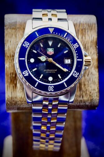 Tag Heuer WD1223 D01 Blue Gold Professional SS Watch Mens 2 Tone