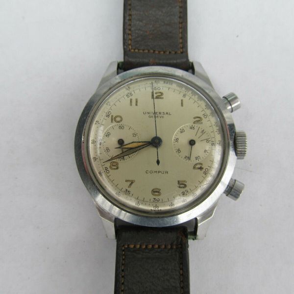 UNIVERSAL GENEVE COMPUR CHRONOGRAPH CAL 285 SWISS WATCH STAINLESS 17