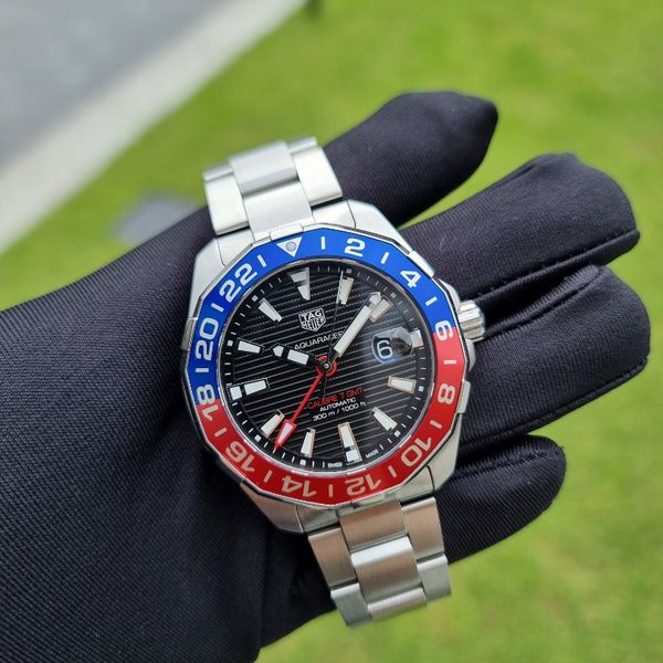 TAG HEUER AQUARACER AQUA RACER GMT PEPSI RED BLUE BEZEL CALIBRE 7 AUTO ...