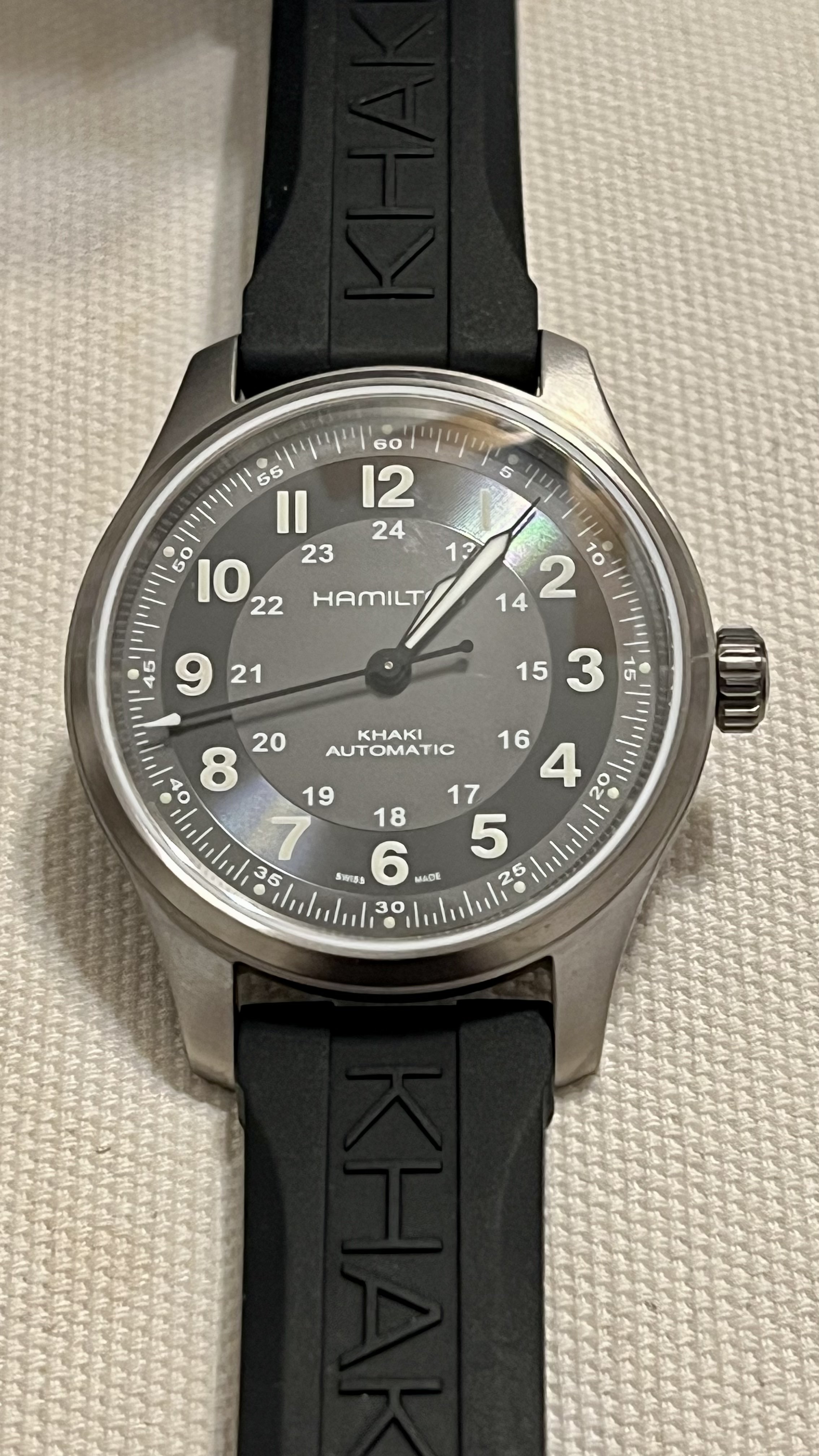 Hamilton khaki clearance field rubber strap