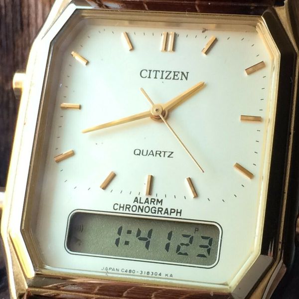 AUTHENTIC Vintage Gents CITIZEN QUARTZ ALARMCHRONOGRAPH C480 Digi/Ana Watch WatchCharts