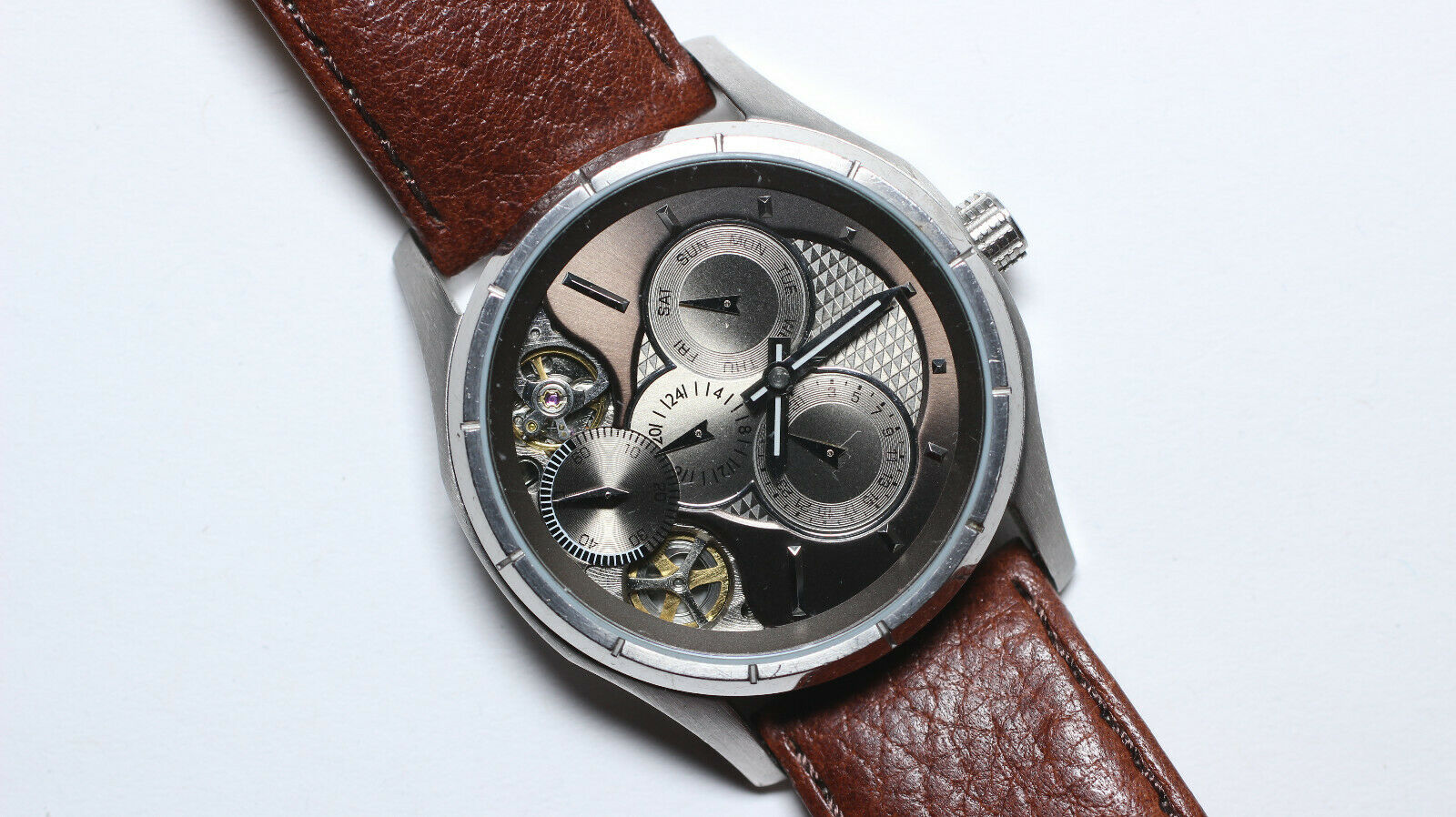 Fossil TWIST Semi-Automatic Gun Metal Dial Day Date Watch ME-1020 