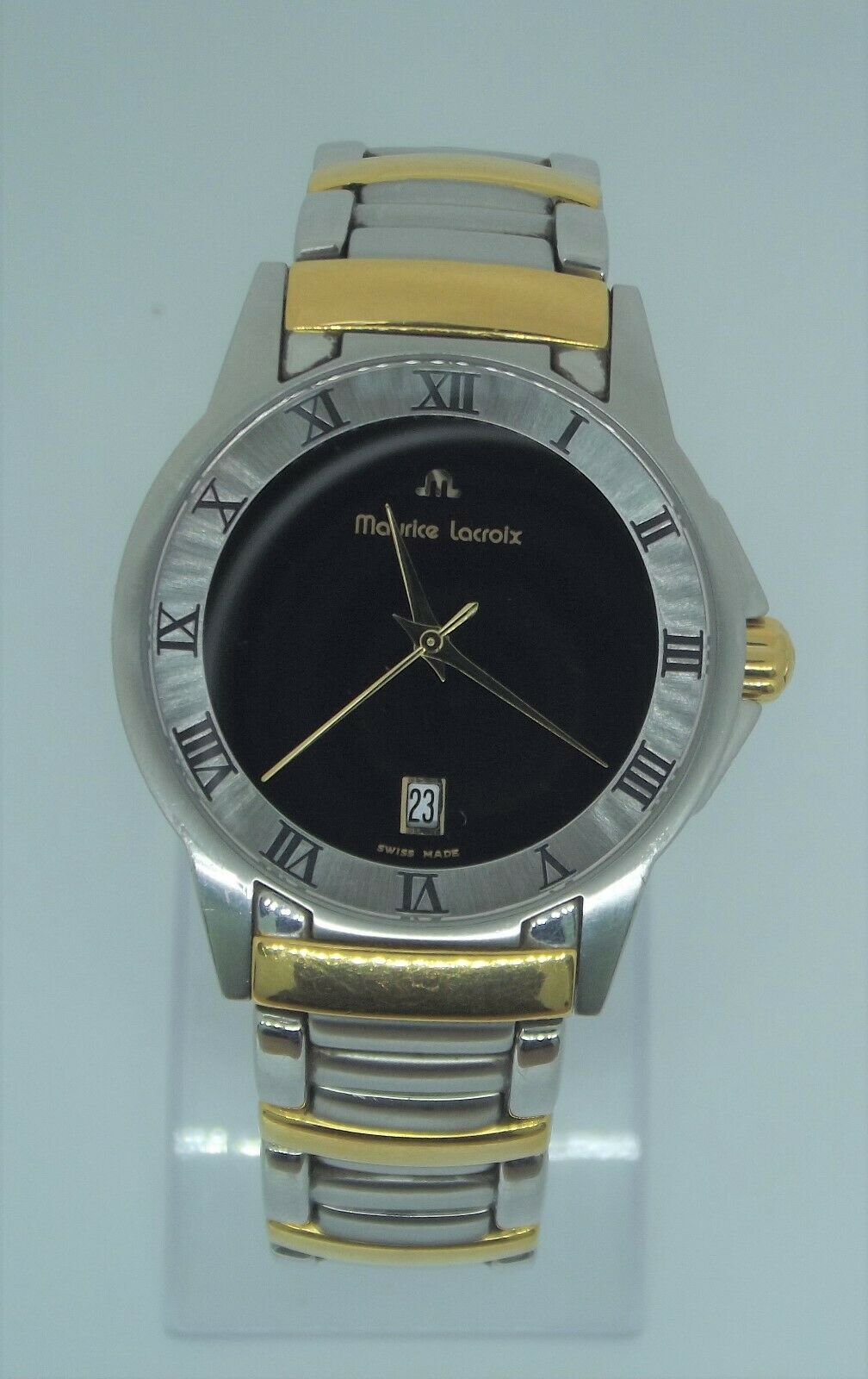 Maurice Lacroix Miros Silver Gold Black Dial Gents Swiss Quartz