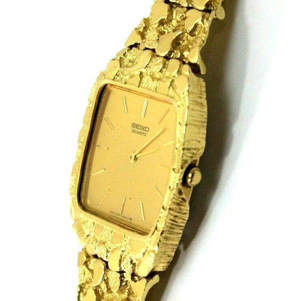 Vintage Seiko 14K YELLOW GOLD Solid Nugget Link Wrist Watch: 50 GRAMS  6530-5780 | WatchCharts