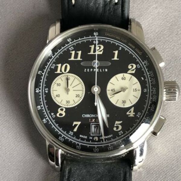 ZEPPELIN LZ127 Graf Zeppelin Chronograph 8674-3 Black Dial