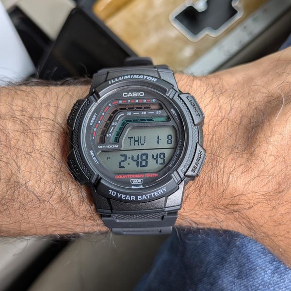 Casio WS-1800-1A Digital Black Resin Stopwatch Timer Quartz Sporty Teen ...