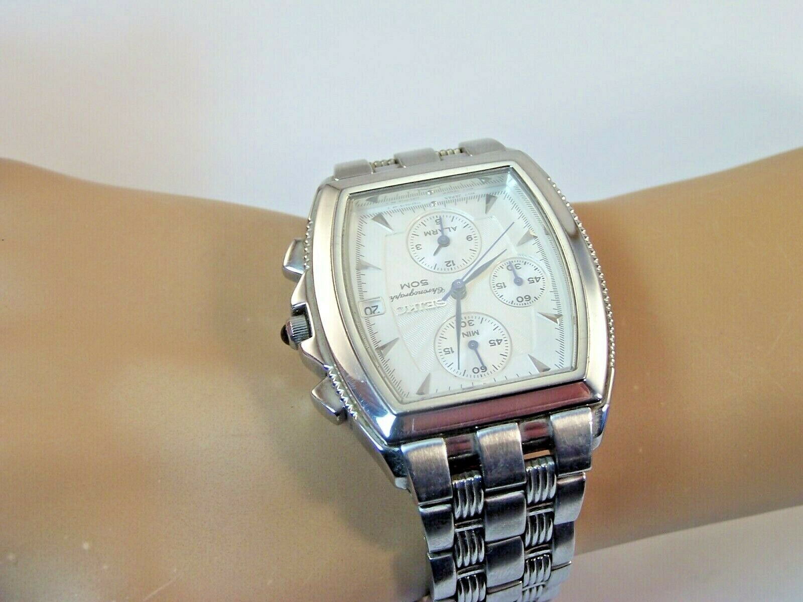 Men's Seiko Chronograph 7T62-0MF0 50M Sapphire Crystal Watch WatchCharts