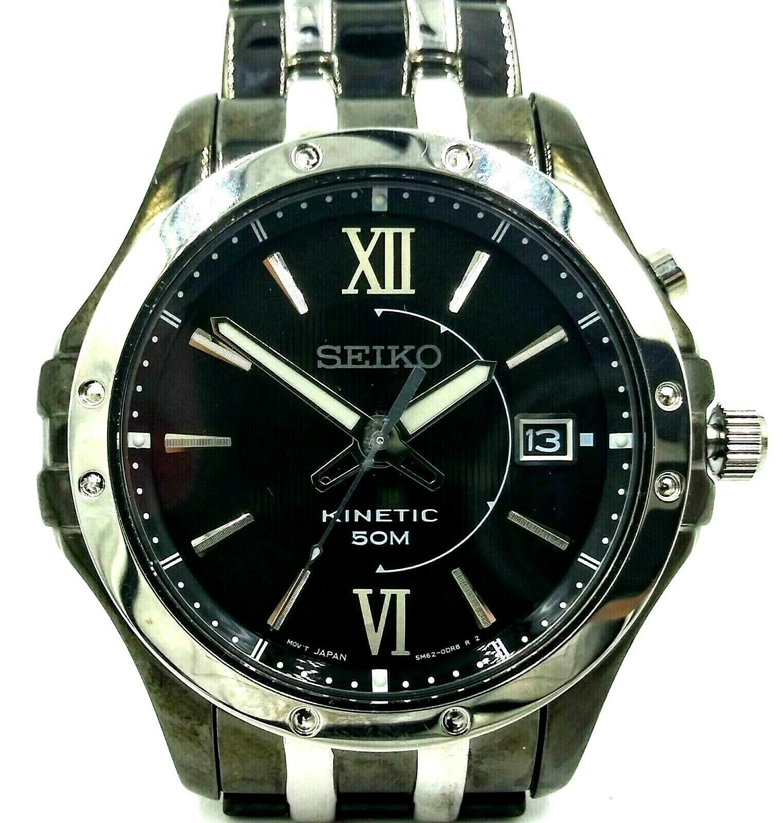 SEIKO Kinetic Automatic Quartz Mens Stainless Steel Wristwatch