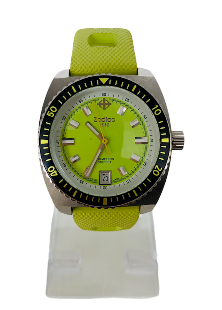 Zodiac Sea Dragon Lime Green 38mm Z02219 Womans Swiss Made Quartz