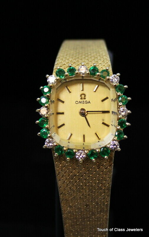 Gorgeous pre-owned Ladies Omega 14k Solid Gold Diamond