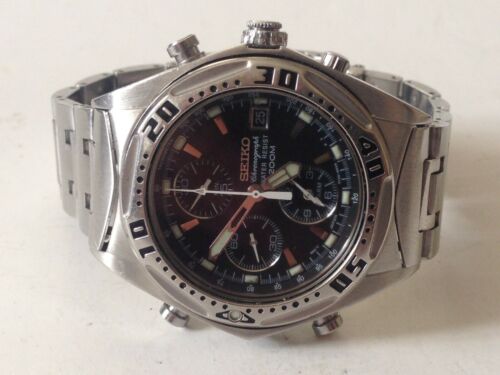 Nice rare watch chronograph seiko 7T32 6L90 water resistant 200m