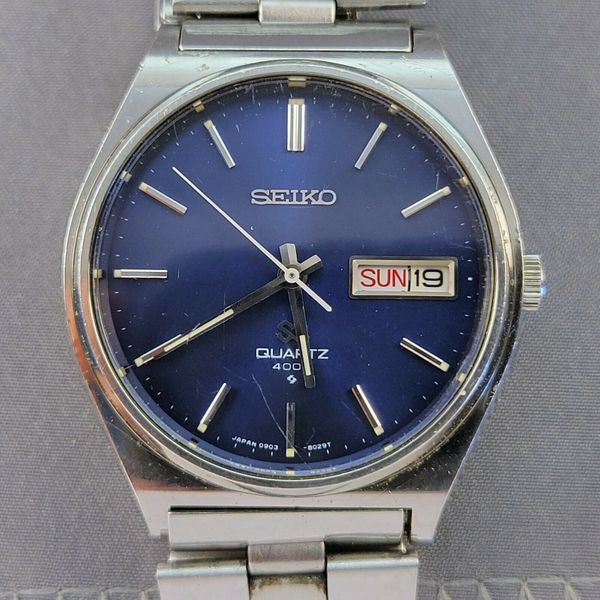 ムラード CV 4004 中古 良好 Vintage Seiko Quartz 4004 Watch 0903 8089 Blue - New Battery