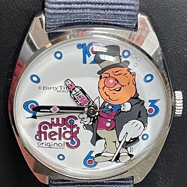 W.C. FIELDS Caricature 1971 Dirty Time Company WATCH Co. Wristwatch, NR ...