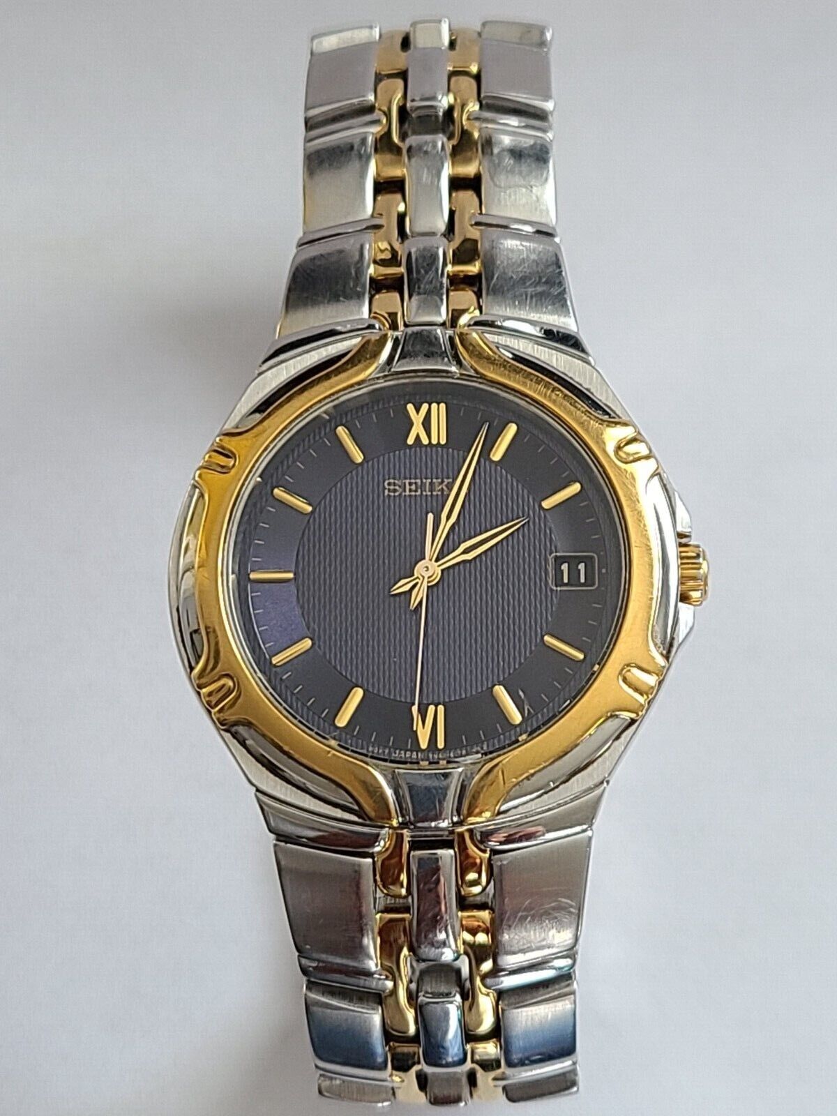 SEIKO 7N42 6C10 Men s STAINLESS Gold Plate Bracelet Watch