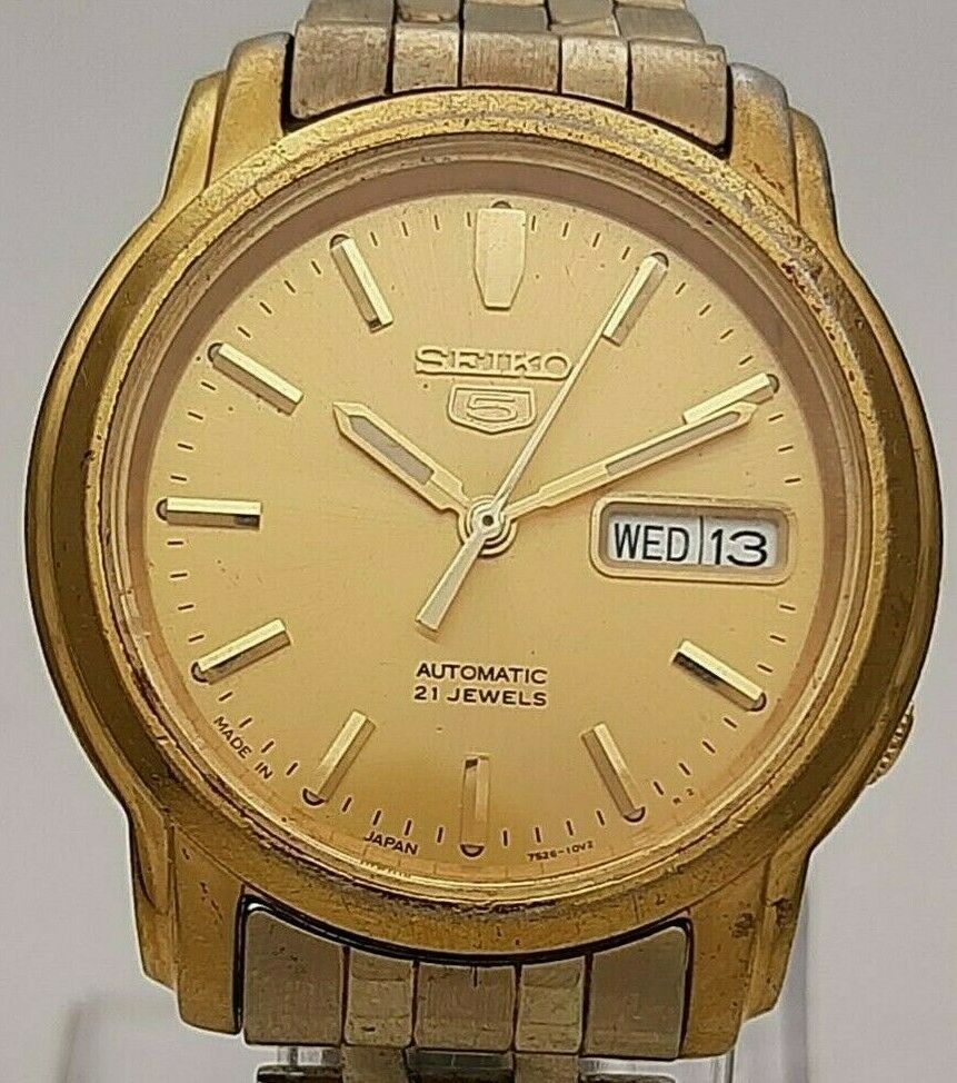 【美品】並行輸入 SEIKO 5 7S26-03S0 シャンパンゴールド文字盤 db08f760-c010-44e3-b2f9-