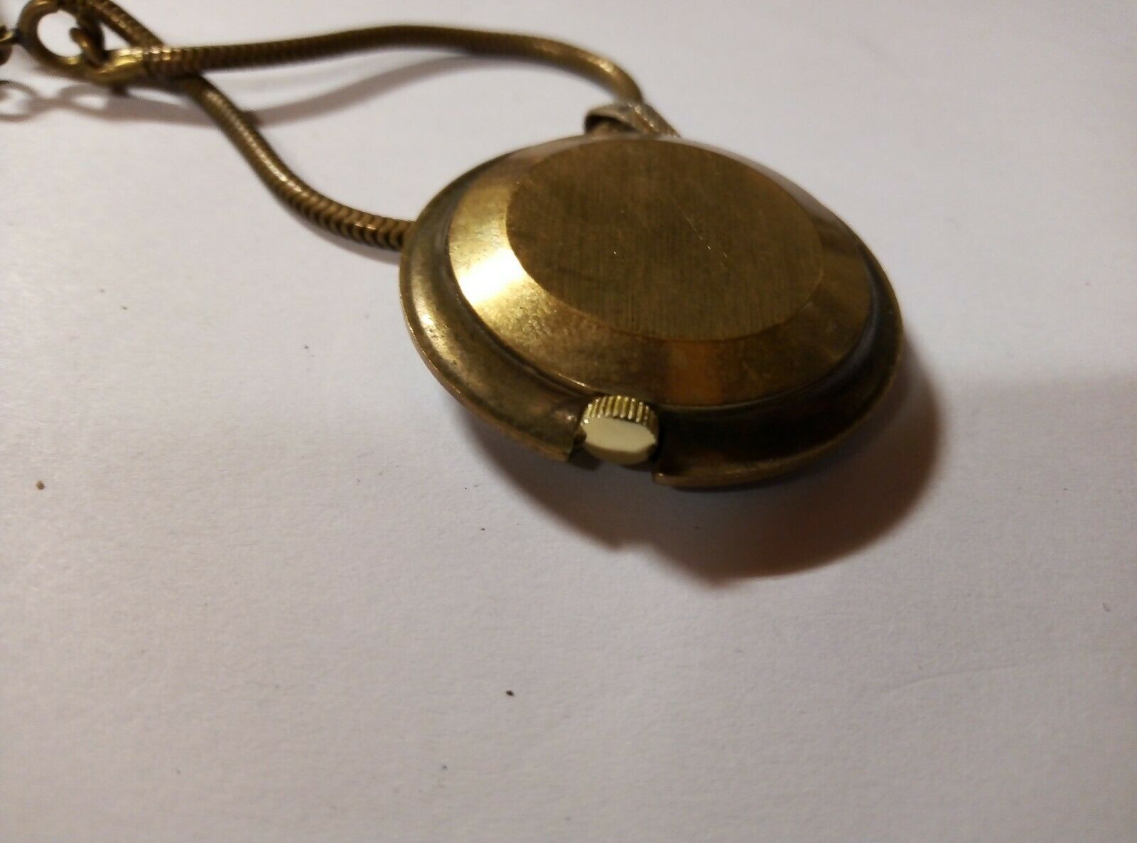 Vtg Medana Lever 17 Jewels Gold Tone Triangular Shield Pendant Watch Necklace Vintage Pendant Watch Ladies Ilona 1960 main image 3