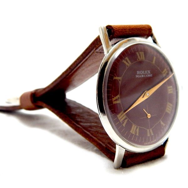 Vintage Wrist Watch ROLEX Marconi Mechanic Case Steel 35mm 1950c Men´s