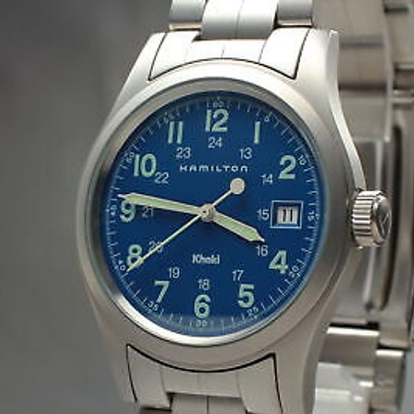 MINT] Hamilton Khaki Field 6361 Blue Dial QZ S.S Band Men's Watch