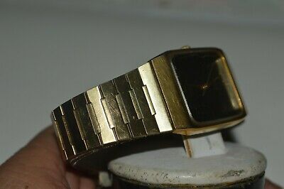 Vintage SEIKO SX Watch 5Y95-5000 Quartz Unisex Black Dial Gold