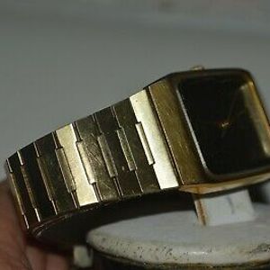Vintage SEIKO SX Watch 5Y95-5000 Quartz Unisex Black Dial Gold