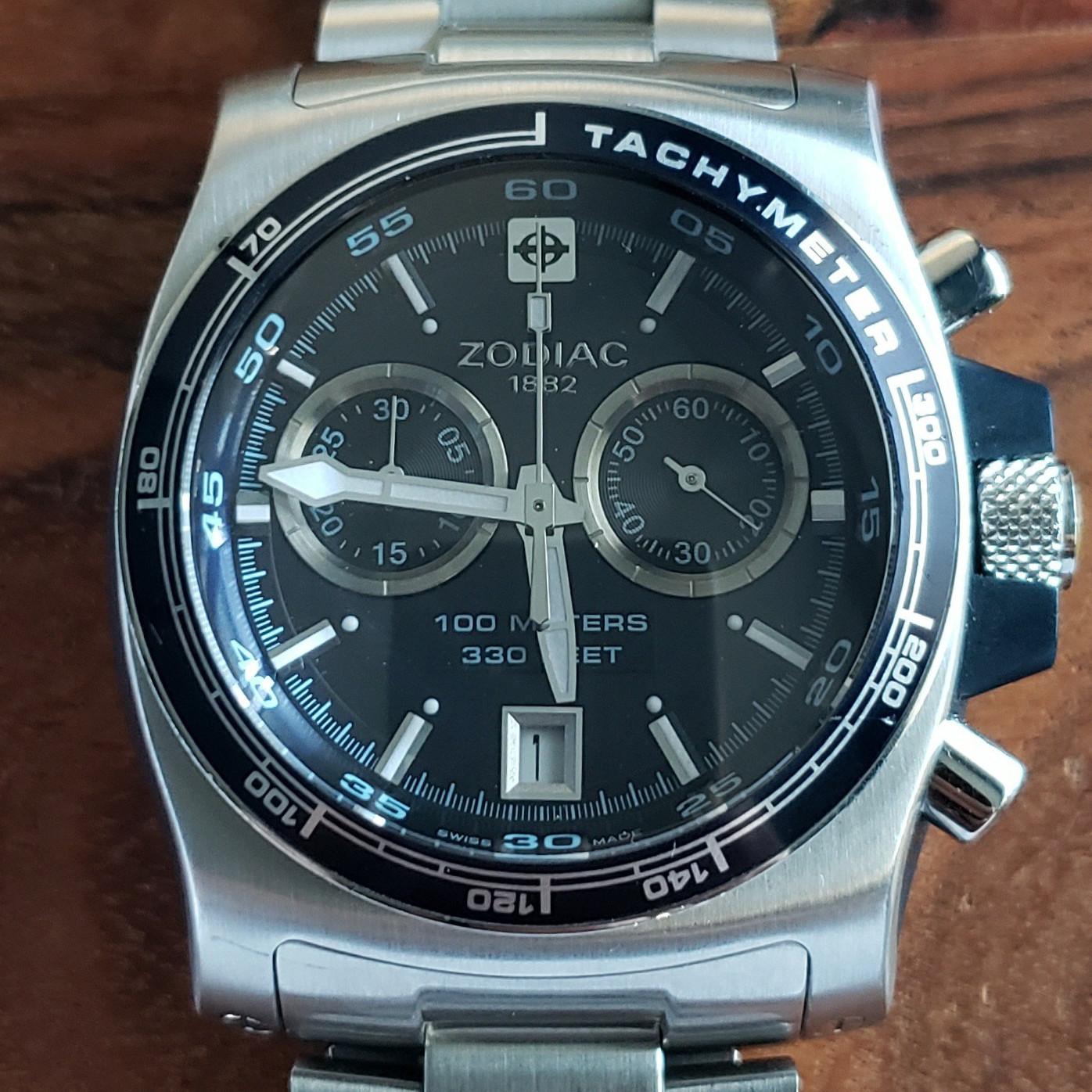 MINT Zodiac Super Sport Timer Chronograph Watch ZO7500 w/ Bracelet