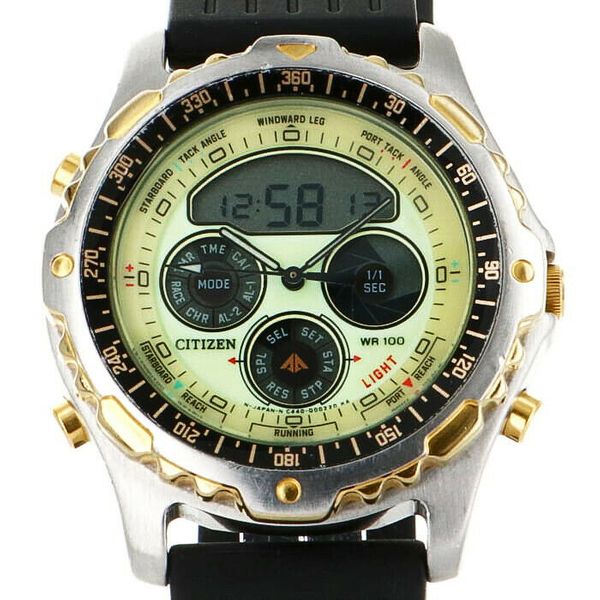 CITIZEN PROMASTER YACHT TIMER GMT MAGIC LIGHT ALARM 1/100 CHRONOGRAPH ...