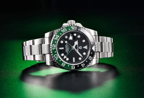 Pagani Design GMT Automatic Watch Oyster Bracelet Sprite Green black Bezel  | WatchCharts Marketplace