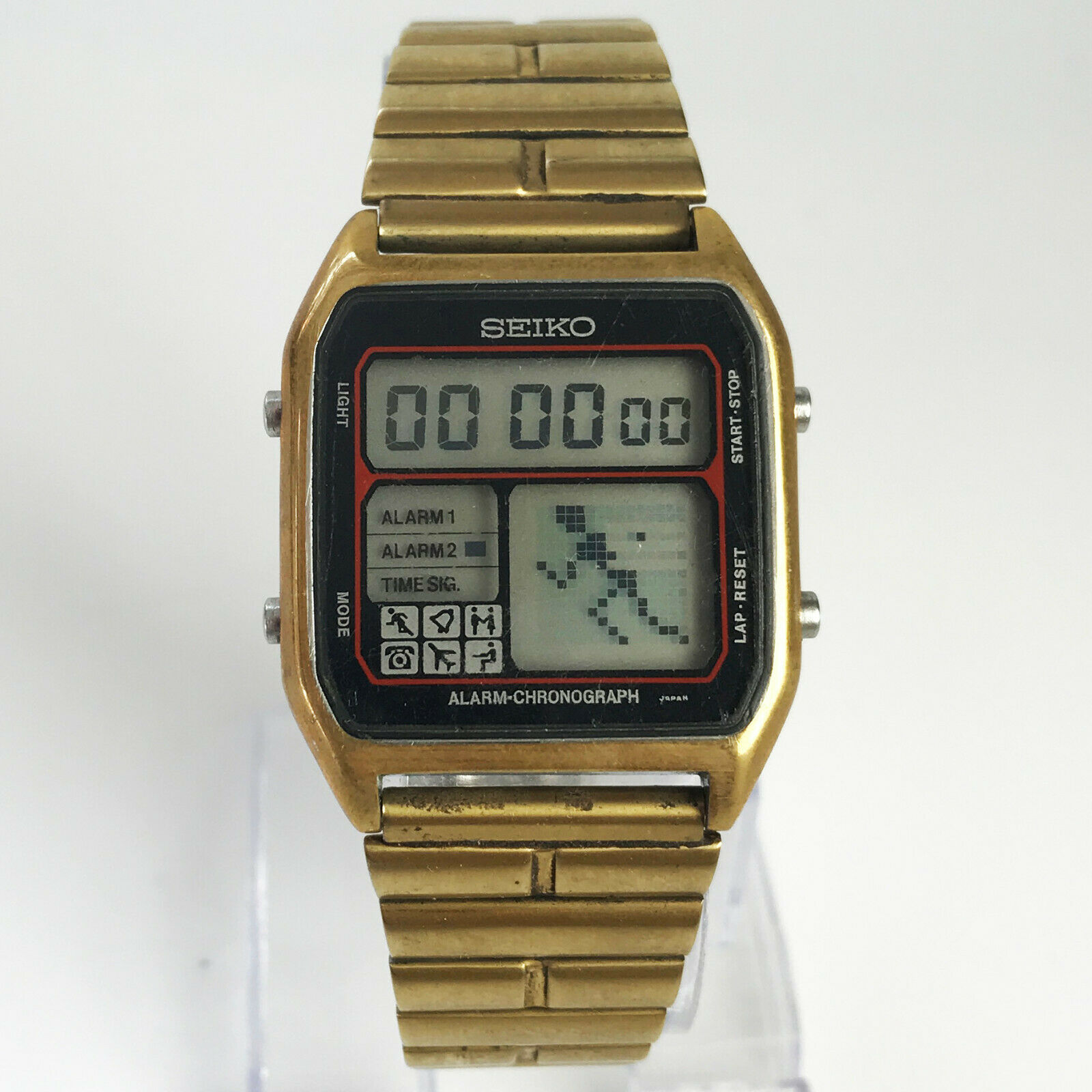 Vintage 1980's Seiko Man Watch gold digital square WatchCharts