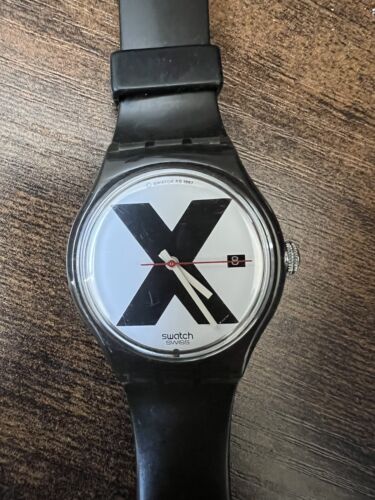 X Rated Swatch 1987 GB406 Vintage Watch Straight Edge