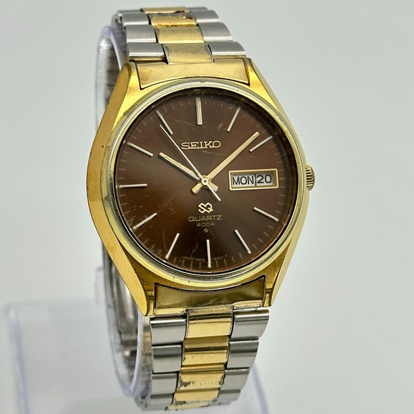 Vintage 1977 Men s SEIKO 4004 Gold Tone Classic Quartz Watch 37mm