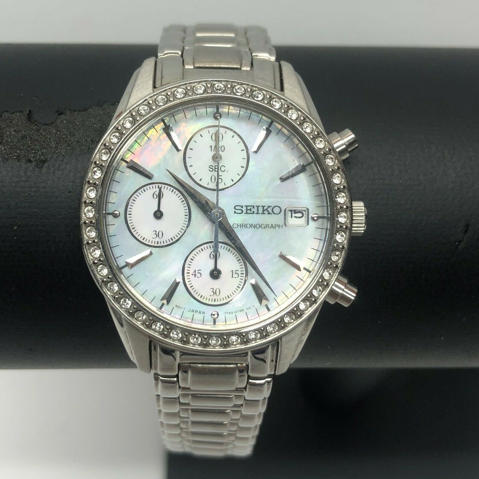 Seiko Chronograph Crystal Mother Of Pearl Women's Watch Model 7T92-0MZ0 |  WatchCharts