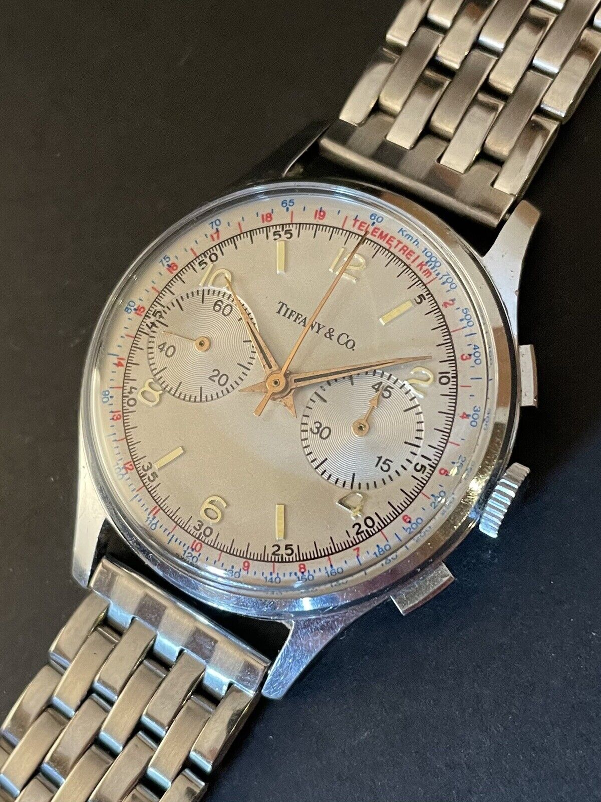Vintage Tiffany & Co Jumbo Bicompax Landeron 152 Chronograph Watch 