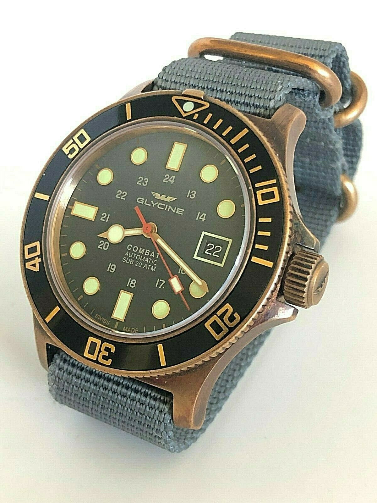 Glycine Combat Sub 42 Bronze Automatic 42mm Black Dial Watch